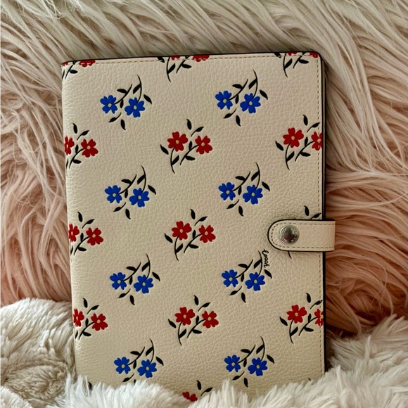 NEW Coach Refined Pebble Leather Chalk Multi Floral Print Notebook Journal - Picture 9 of 15